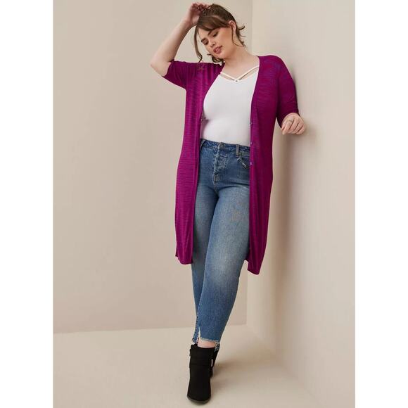Torrid Space Dye Duster V-Neck Button Front Sweater Long Cardigan Plus Size 3 3X - Picture 12 of 12